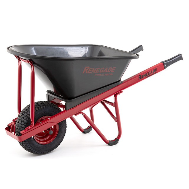 Renegade Industrial Poly Tray Steel Rim Wheel Barrow 60mm x 35mm Steel Wide  Wheel - WB8613