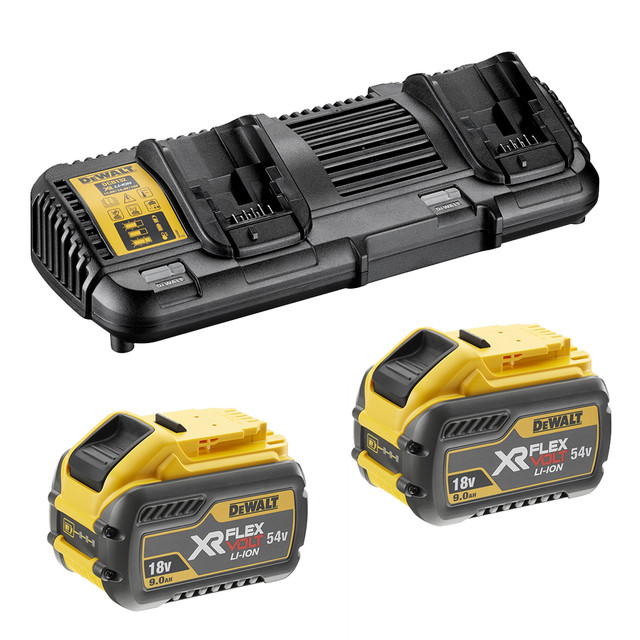 DeWALT 18V 54V FLEXVOLT 9.0Ah Batteries Dual Port Charger Kit