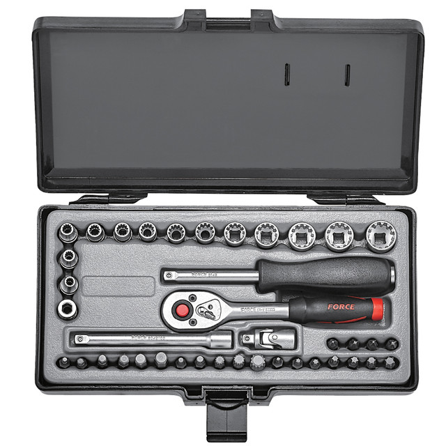 Force 1/4" Drive 40 Piece Spline Socket Set - 2405Q | TradeTools