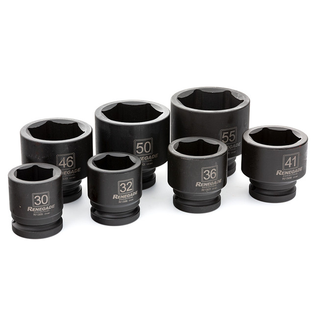 Renegade Industrial 3/4" Drive 7 Piece Metric Jumbo Impact Socket Set