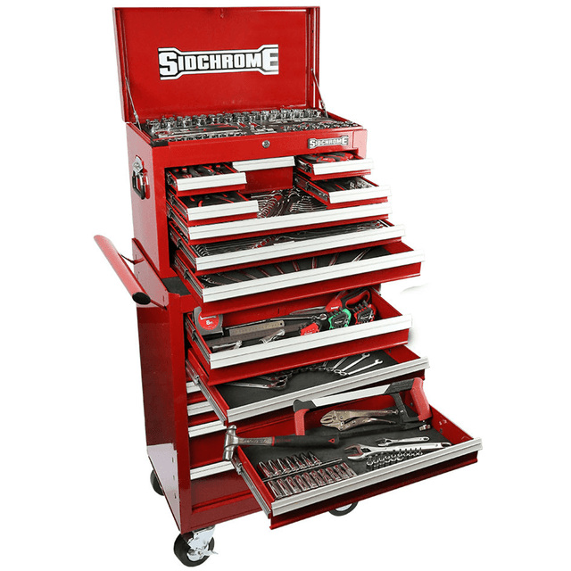 Sidchrome 250 Piece Metric & Imperial Roll Cabinet + Top Chest Tool Kit -  SCMT11400