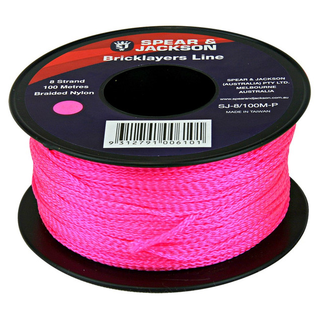 Spear & Jackson Fluro Pink 100M Brickies String Line - SJ-8-100M-P
