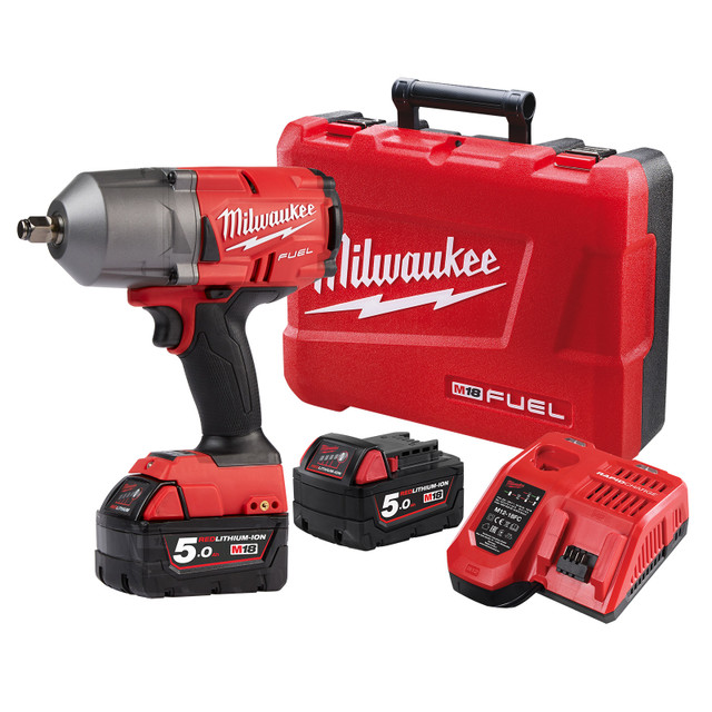 M18 FUEL 18V Lithium-Ion Brushless Cordless 1/2 in. Impact Wrench  w/Friction Ring Kit w/One 5.0 Ah Battery and Bag