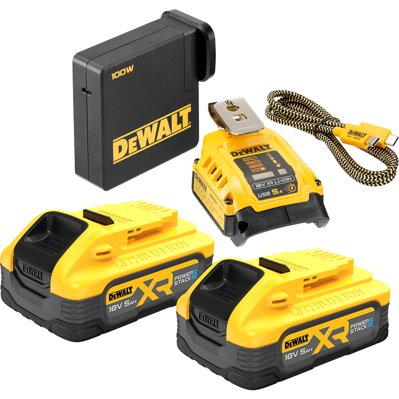 DEWALT PACK 3 BATTERIES XR 18V 5AH CHARGEUR Réf : DCB115P3 DEWALT