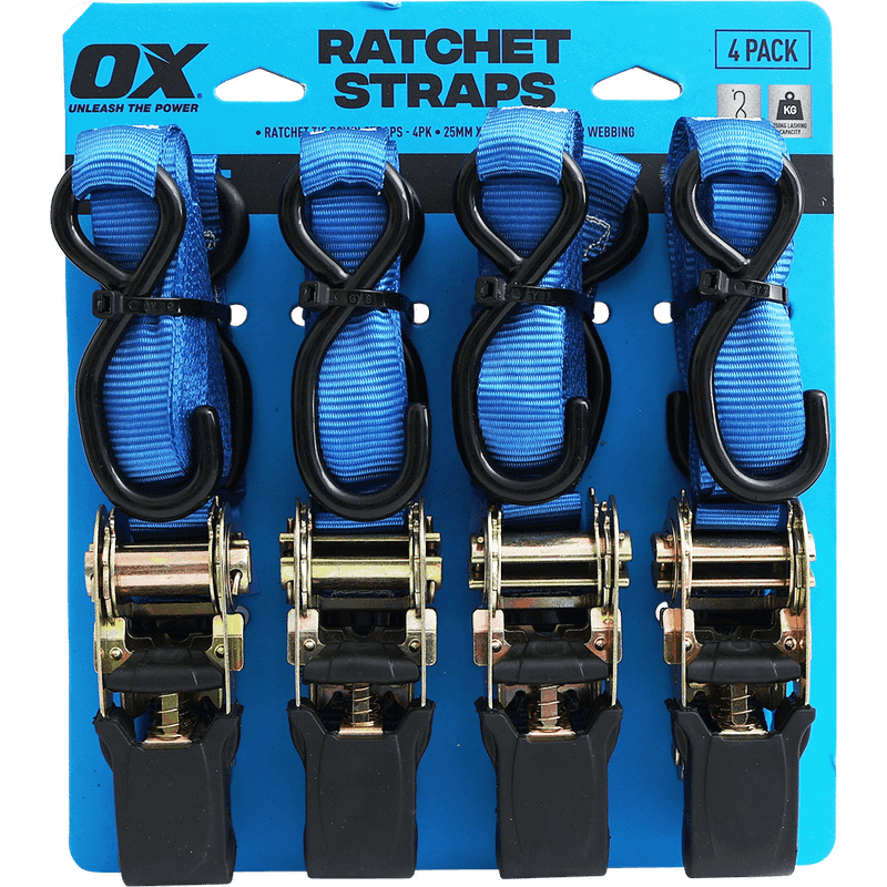 Yaetek Ratchet Tie Down Straps 4 Pack – 20 FT X 1 Inch Heavy Duty Cargo Straps, 2400 Lb Break Strength, 800 Lb Load Capacity, For Motorcycle, ATV, Trailer, Moving