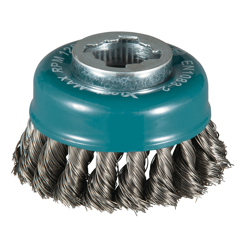 Makita D-73374 X-Lock Knotted Wire Brush - 80mm Diameter For Angle Grinder, Rust & Paint Removal Tool