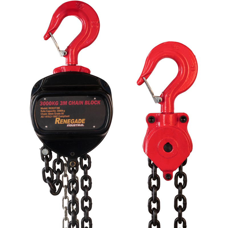 Renegade Industrial 3,000Kg (3T) 3M Drop Chain Block - RICB3T3M ...