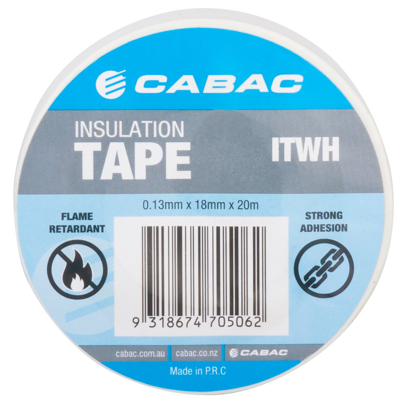 Cabac 19mm x 20M White PVC Insulation Tape - ITWH | TradeTools