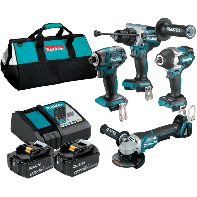 Makita 18V 5.0Ah Brushless Cordless 4 Piece Combo Kit - DLX4186TX1