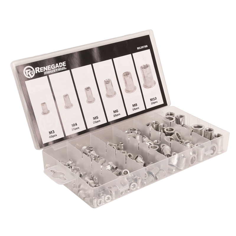 Renegade Industrial 150 Piece Assorted Aluminium Rivet Nut Insert Set ...