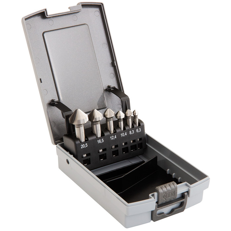 3pc 6 Flute Countersink Bit Set – Rapid Load Hex Shank