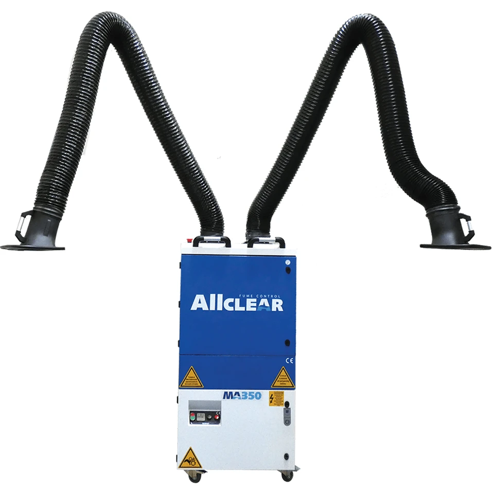 Weldclass ALLCLEAR MA350 AUTO Mobile Welding Fume Extractor, Twin 3m Arms, Auto Filter Cleaning, 415V