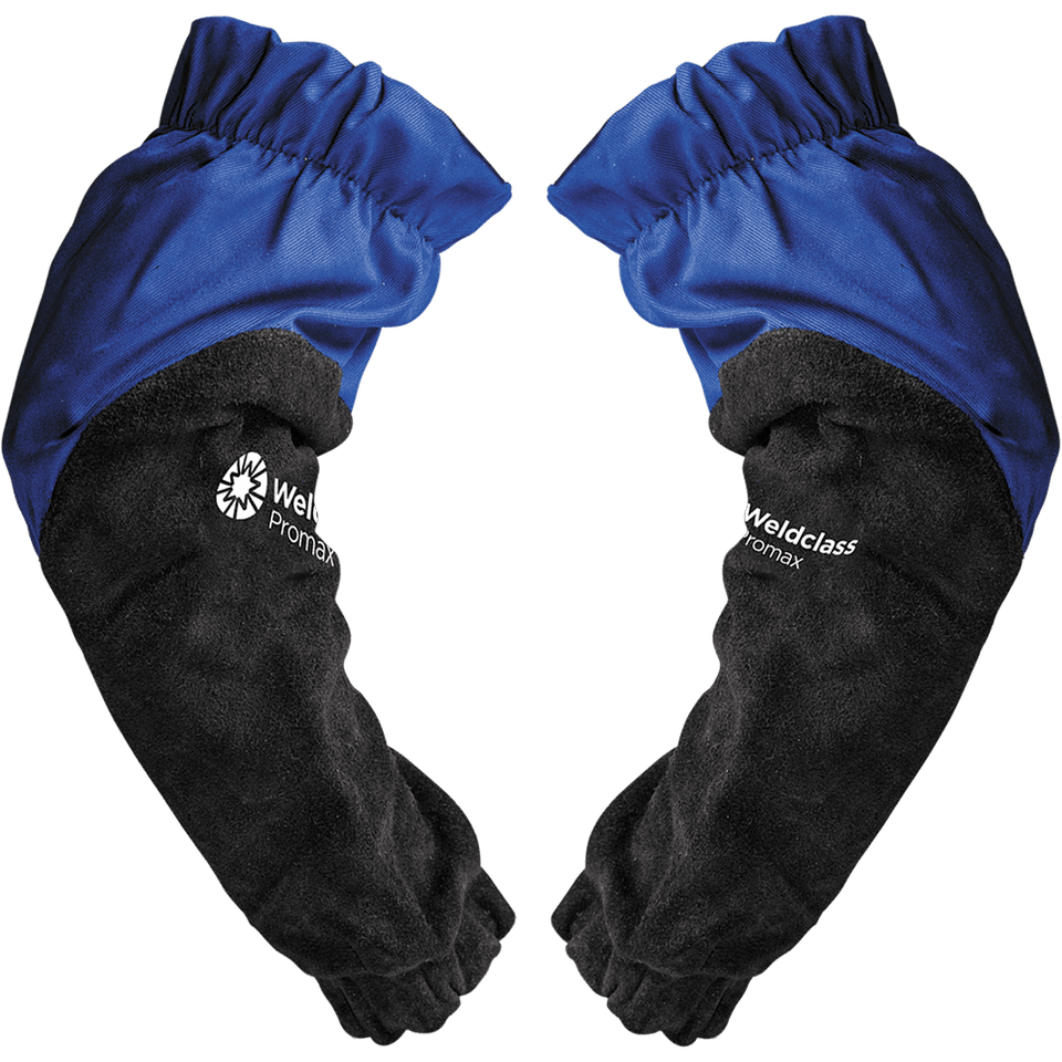 Weldclass PROMAX SL4 Leather & FR Welding Sleeves, Black / Blue (Pair)