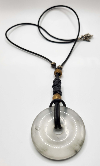 NL120   26-28 Inch Distressed Leather Round, Glazed 30 MM Pendant . See Color and Pattern Options