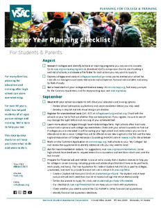 Senior Year Month-By-Month Planning Checklist