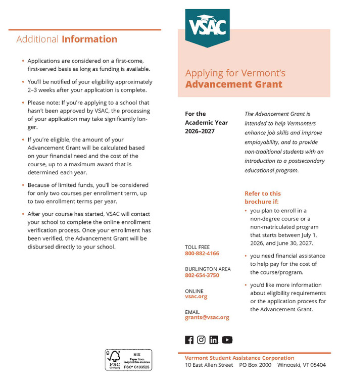Advancement Grant Brochure