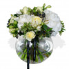 white hydrangea and white roses flower arrangement