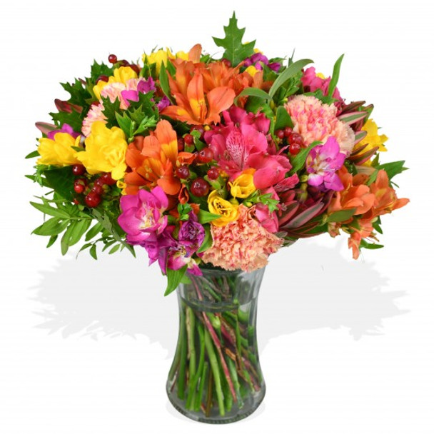 mixed freesia flower arrangement