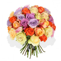 mixed colour roses flower arrangement