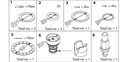 Danfoss 027H2225 Overhaul kit, Cone, sealing, packing gland