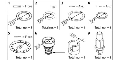 Danfoss 027H3019 Overhaul kit, Cone, sealing, packing gland