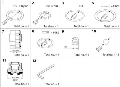 Danfoss 148B6155 Overhaul kit, Cone, sealing, packing gland