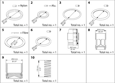 Danfoss 148B6163 Overhaul kit, Piston, sealing, packing gland