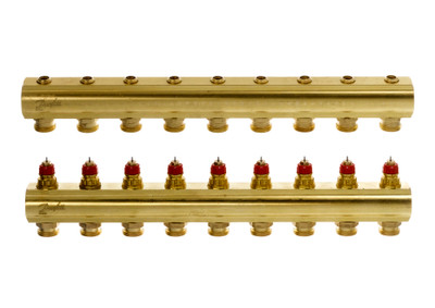 Danfoss 088U0510 Manifold FHF, Brass, Number of heating manifold connections [loops] [Max]: 9, 10 bar