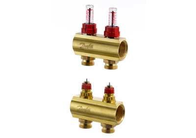Danfoss 088U0523 Manifold FHF-F, Brass, Number of heating manifold connections [loops] [Max]: 2, 6 bar