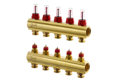 Danfoss 088U0526 Manifold FHF-F, Brass, Number of heating manifold connections [loops] [Max]: 5, 6 bar