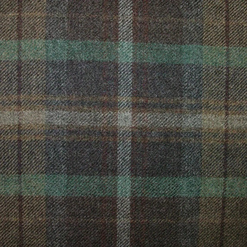 Cojín Glasgow 100% Shetland Wool Brown Teal Blue Tartan