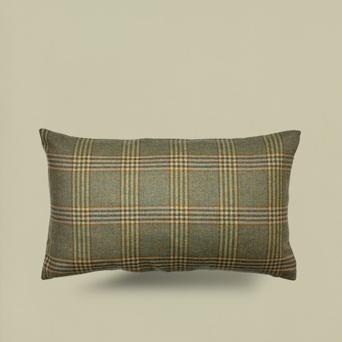 Cojín Birmingham 100% Lana Beige/Verde con cuadros ingleses