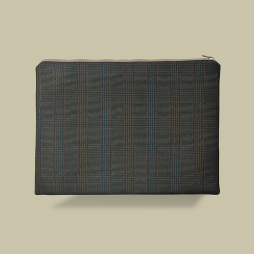 Funda IPAD/Tablet SUSAN_WILLOW Tejido de mezcla de lana a cuadros británicos verde oscuro