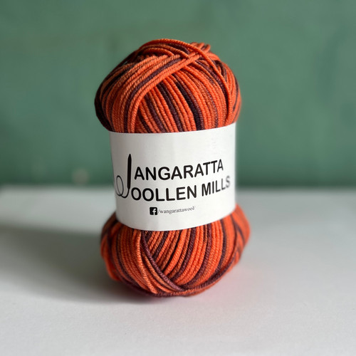 This super soft, limited release pure wool, is an 8 ply yarn in 65 gram balls, with 130 metres, in a beautiful original print which will work well with your favourite 8 ply pattern.
