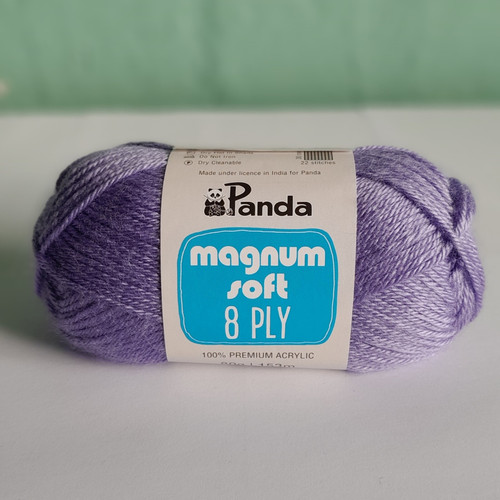 This soft, 100% premium acrylic comes in 80g balls containing approximately 153m of yarn. Magnum Soft 8ply yarn is machine washable, and requires 4mm hooks and needles. 