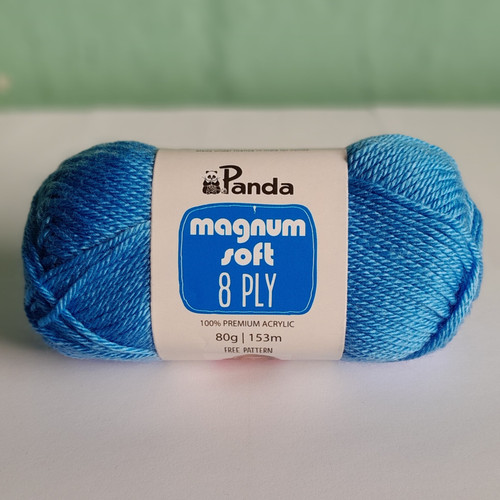 This soft, 100% premium acrylic comes in 80g balls containing approximately 153m of yarn. Magnum Soft 8ply yarn is machine washable, and requires 4mm hooks and needles. 