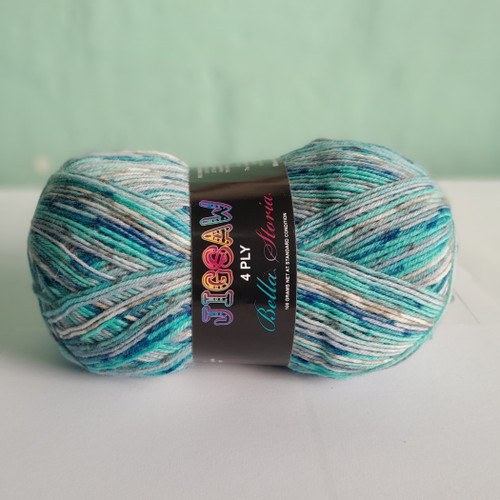This colourful Italian sock yarn is 75% Wool and 25% Nylon. Each 100g ball contains approximately 420m of yarn and will make one pair of adult-sized socks. Jigsaw is machine washable and requires 2.75mm needles and hooks.