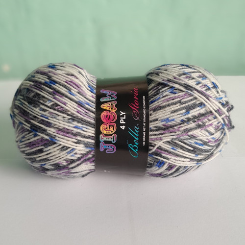 This colourful Italian sock yarn is 75% Wool and 25% Nylon. Each 100g ball contains approximately 420m of yarn and will make one pair of adult-sized socks. Jigsaw is machine washable and requires 2.75mm needles and hooks.
