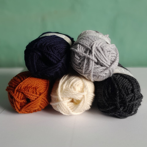 This 100% pure wool crepe yarn is machine washable, with each 50g ball containing 66m. As a 12ply yarn, you will need 6mm needles or hooks to work with it.