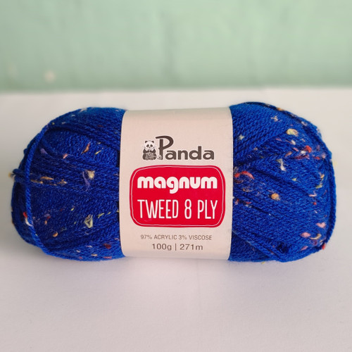 A colourful, flecked, 8ply yarn made from 97% acrylic and 3% viscose. Magnum Tweed is machine washable and requires 4mm hooks and needles to work with it. 