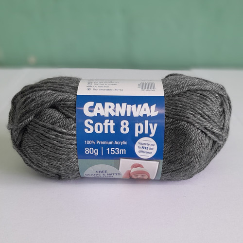 Carnival Soft is a machine washable, 100% premium acrylic, with each 80g ball containing 153m of yarn. A free children's beanie and mitts pattern can be found on the reverse of each ball band.