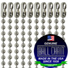 #3 Nickel Plated Steel Ball Chain necklaces with Connector at one end - 30 Inch Length with Ball Chain Manufacturing seal stating "made in the usa since 1938" and "certified green business"