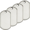 Standard blank rolled edge stainless steel military dog tags with a shiny finish.