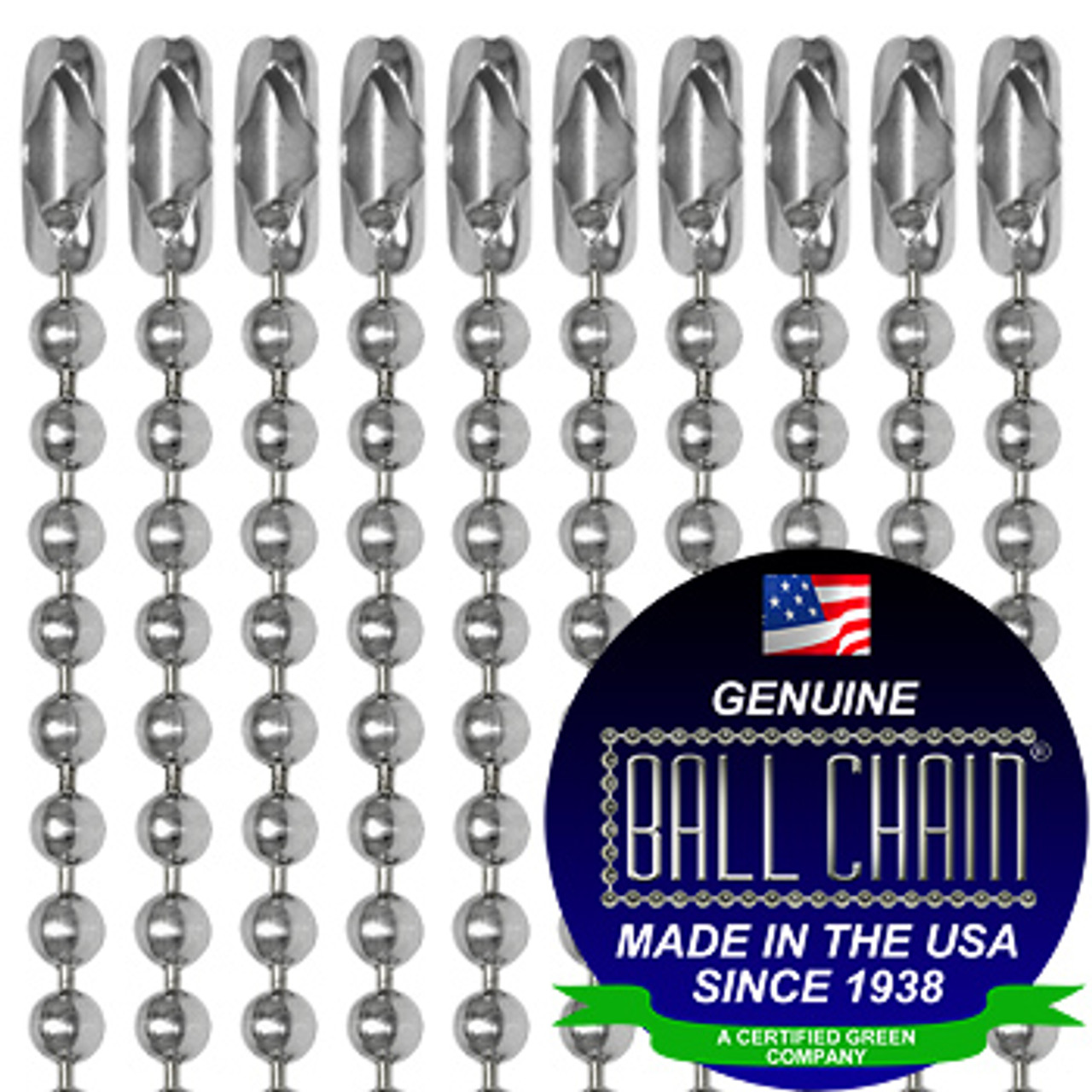 #3 Aluminum Ball Chains with Connector - 36 Inch Length