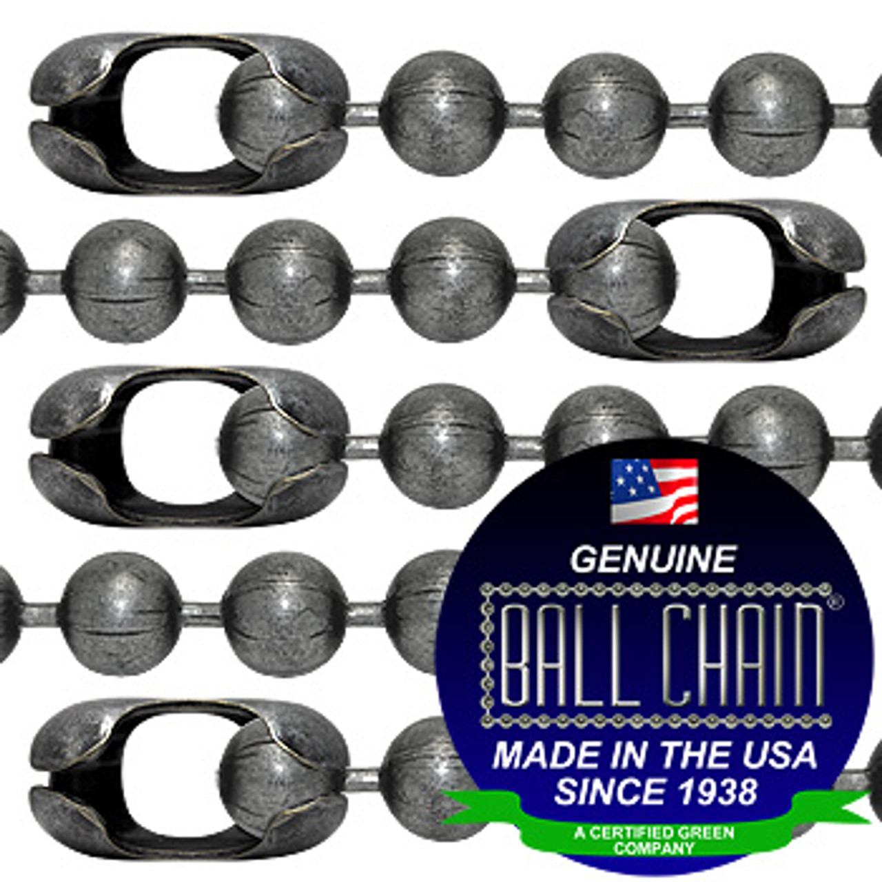 Pre- Cut #20 Chain Size Dungeon Finish Ball Chains with B Coupling Connector - 8 Inch Length.