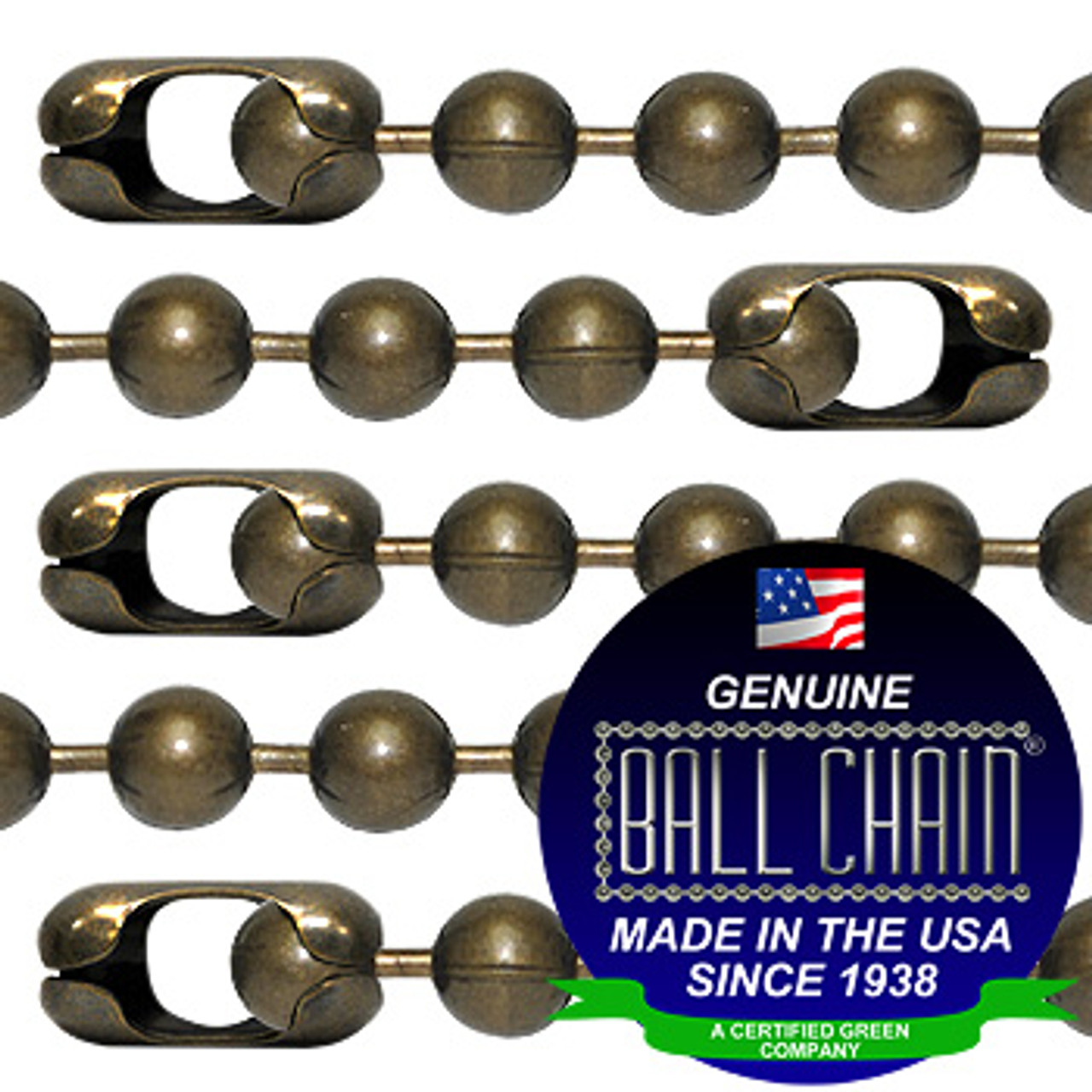 #20 Medieval Brass Finish Ball Chains with Connector - 18 Inch Length