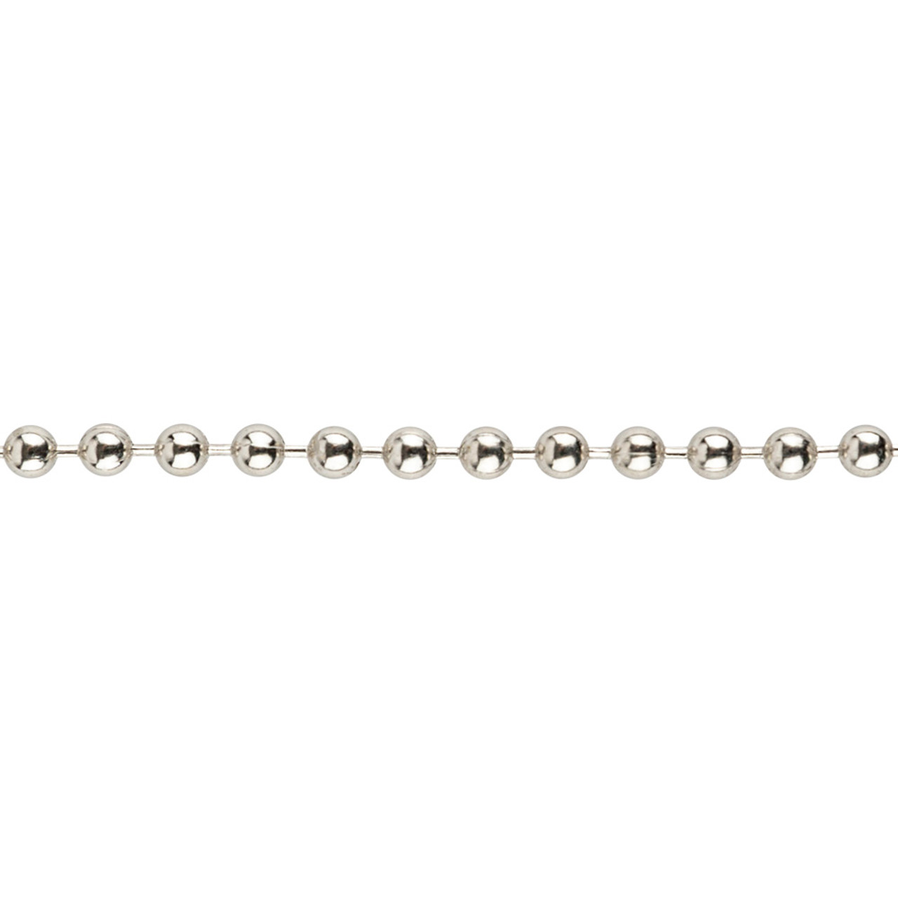 Close up shot of the #6 nickel plated steel ball chain.