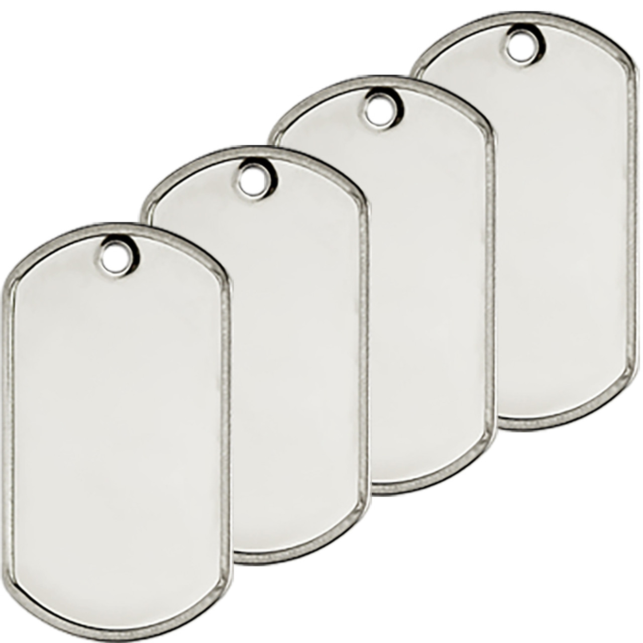 Blank Dog Tags - Rolled Edge Stainless Steel - Shiny Finish