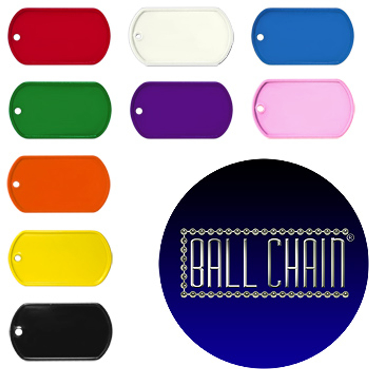 Blank Dog Tags - Rolled Edge Stainless Steel - Various Colors