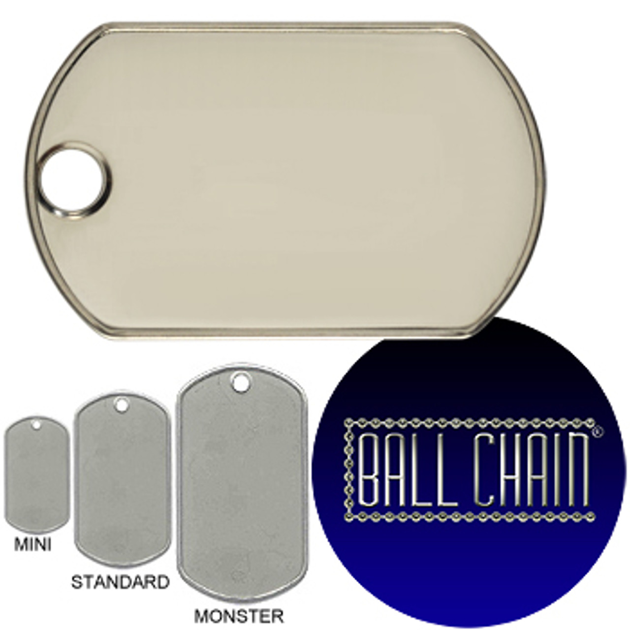 Monster Dog Tags - Blank Rolled Edge Stainless Steel - Shiny Finish